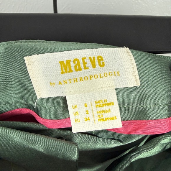 Anthropologie Maeve Parachute Satin Jogger Belted Green Pants  Size 2 - Picture 7 of 11